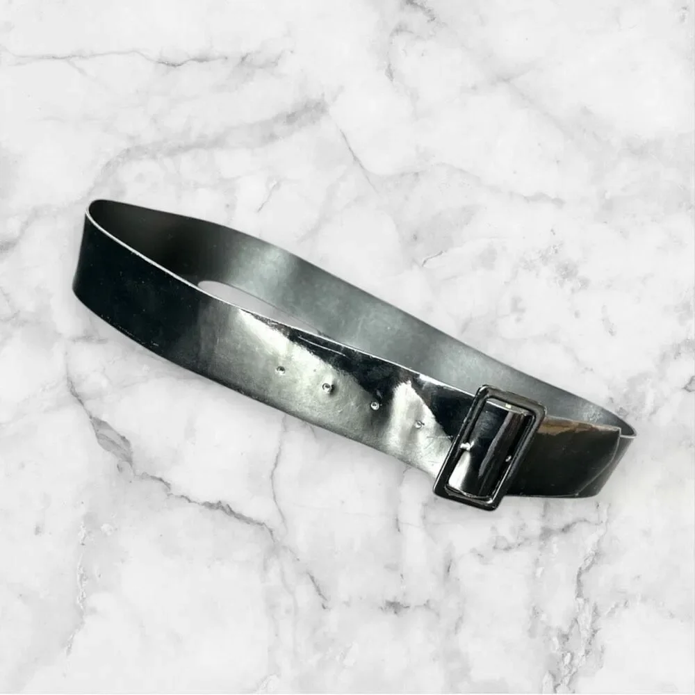 Sleek black chunky wide adjustable belt sz L 90's‎ edgy chic